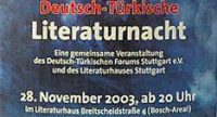 Plakat zur Deutsch-Türkischen Literaturnacht 2003 Anfang 20 Uhr, Quelle: DTF