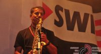 Saxophonist vor Banner des SWR3, Quelle: DTF