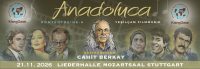 Grafisch nebeneinander angeordnete Porträts bekannter Yeşilçam-Schauspieler*innen und grafisches Porträt des Komponisten Cahit Berkay, Quelle: Internationaler Musik- und Kulturverein Klangoase e.V.