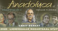 Grafisch nebeneinander angeordnete Porträts bekannter Yeşilçam-Schauspieler*innen und grafisches Porträt des Komponisten Cahit Berkay, Quelle: Internationaler Musik- und Kulturverein Klangoase e.V.