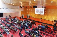 Blick von oben in den Großen Saal im Hospitalhof, Quelle: Zentrum für Kulturelle Teilhabe Baden-Württemberg (ZfKT)