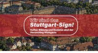 Stadtansicht von Stuttgart mit Schriftzug "Wir sind das Stuttgart-Sign", Quelle: chatgpt/canva